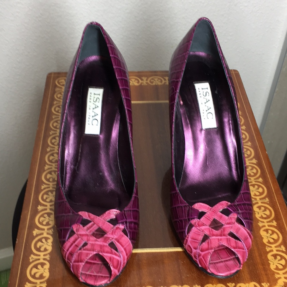 Isaac  8 purple and pink croc leather Made In Italy fit 7.5